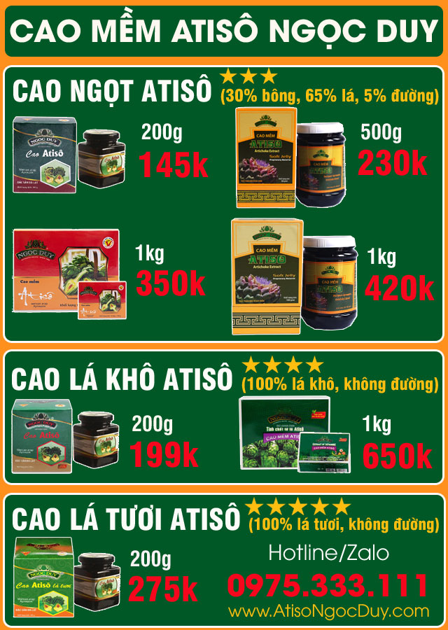 Bảng giá cao atiso Ngọc Duy